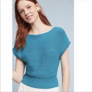 Anthropologie Moth “Riverwalk” Teal Blue Knit Sweater (S)